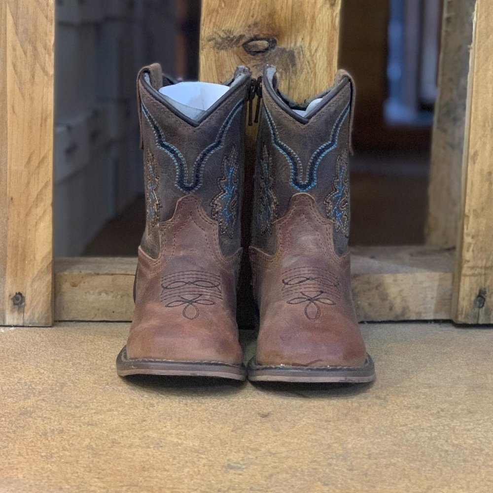 TuffRider Toddler's Rushmore Square Toe Western Boot - BROWN